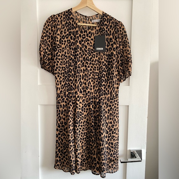 Reformation Gracie 🐆 leopard print MOB WIFE 💋 60s mod mini “vintage” rare - Picture 2 of 9